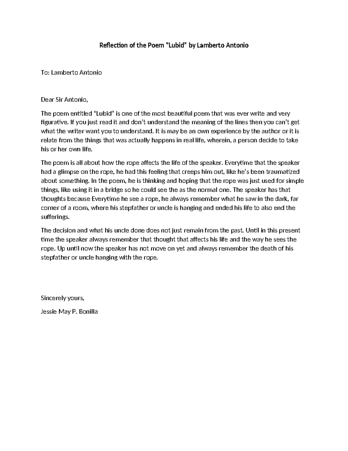 Soclit - Reflection Essay on 
