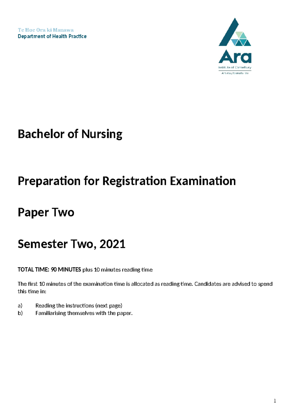 New Mock Exam 4 - State Exam for Nursing Registration (NURS 2021) - Studocu