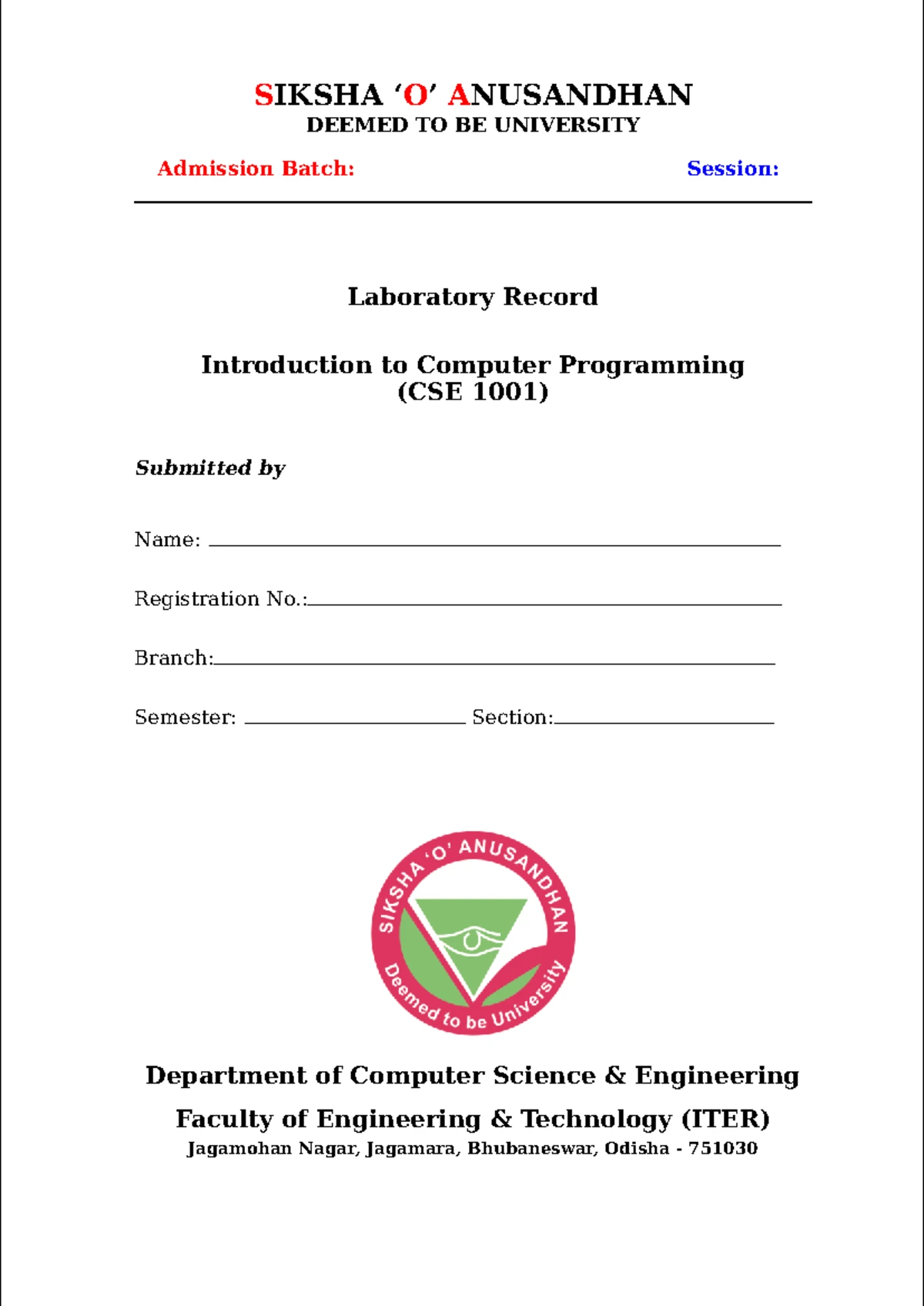 Lab Assignment 5 - it is very easy. - CSE 1001: Introduction to ...