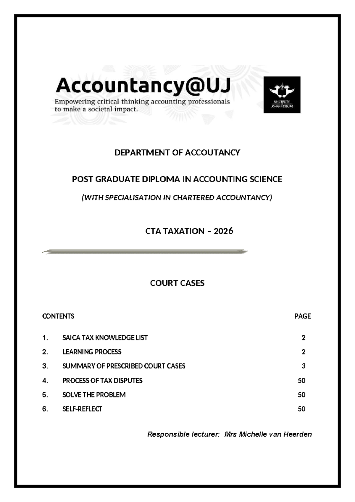 CTA 2026 Taxation Court Cases Summary and Learning Guide - Document Preview