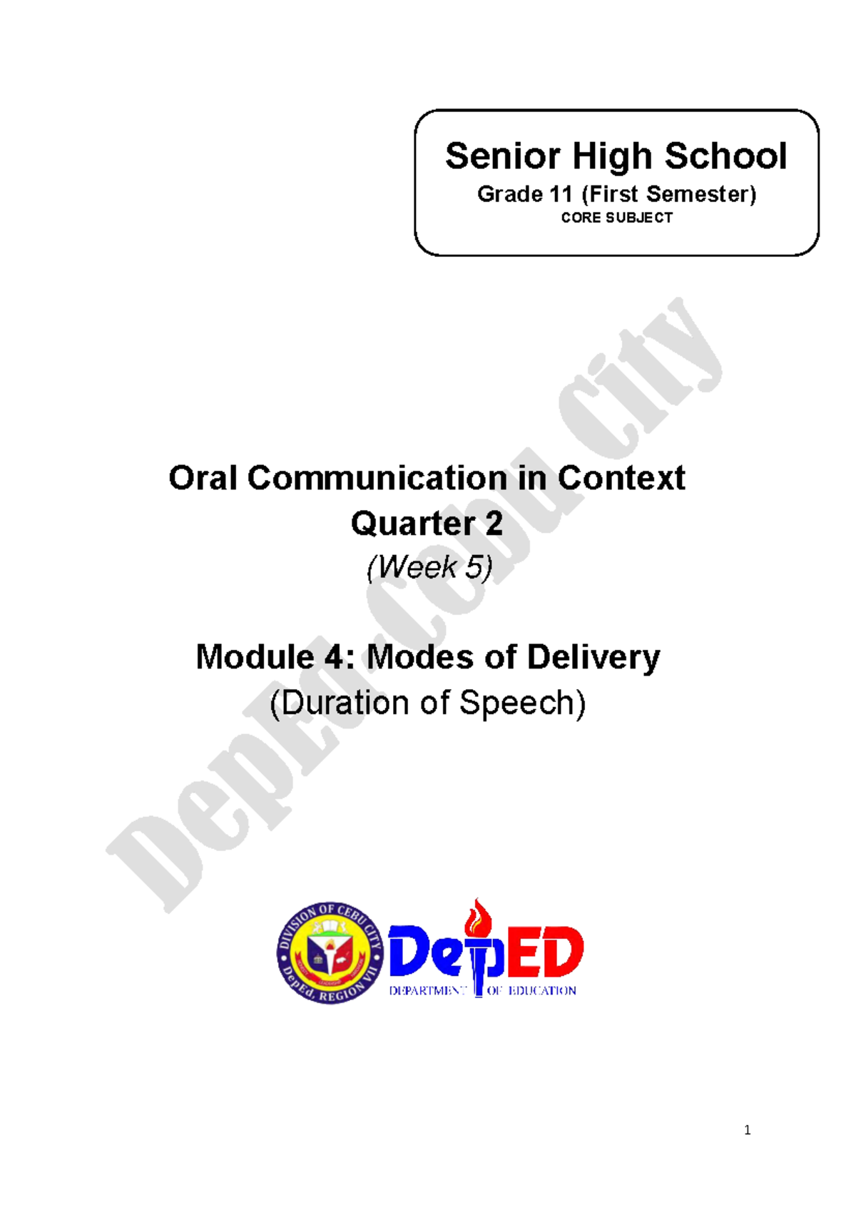 Q2 Oral Comm 11: Modes of Delivery & Speech Techniques - Studocu
