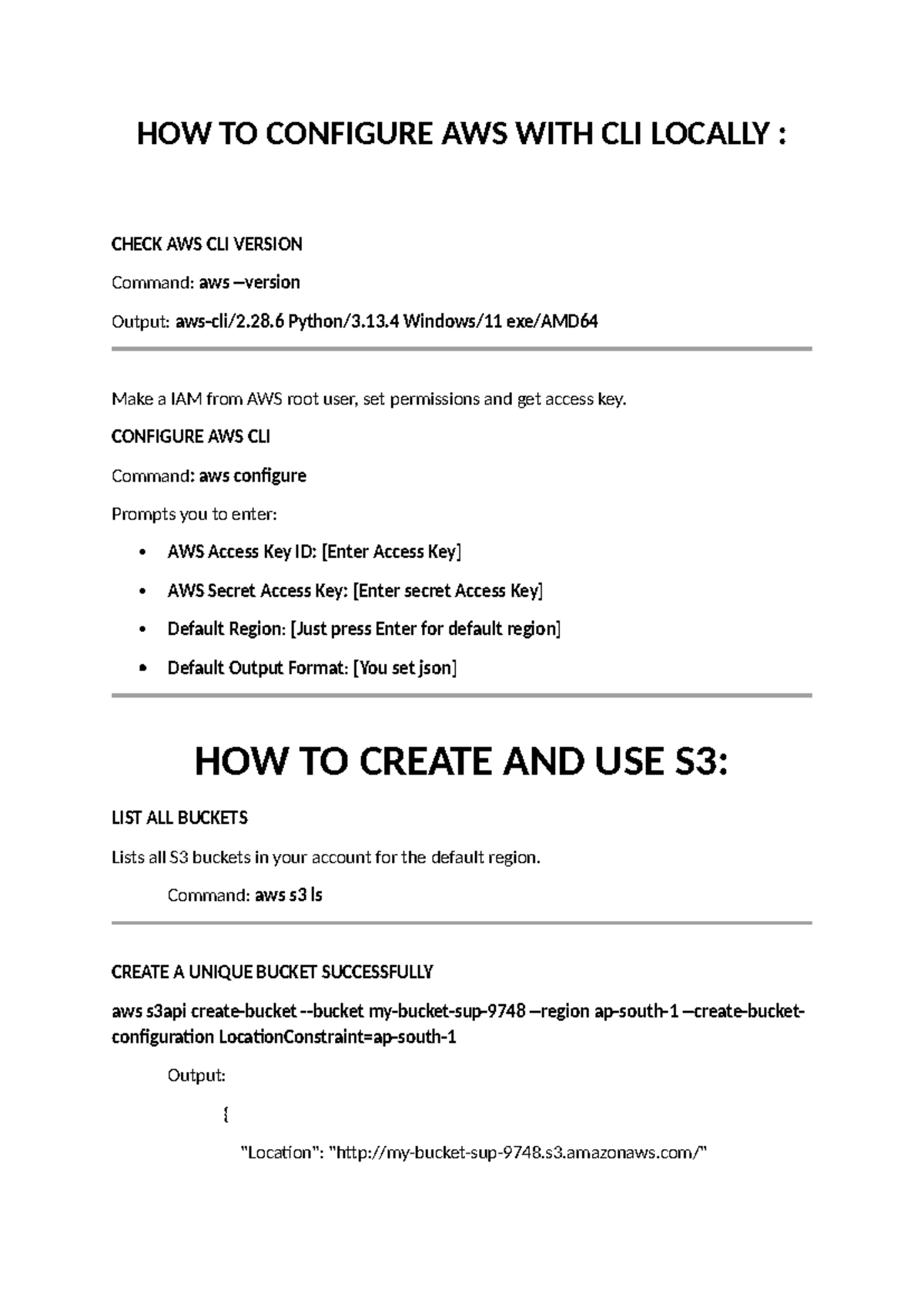 AWS CLI Configuration and S3 Bucket Commands - 43G24 - Studocu