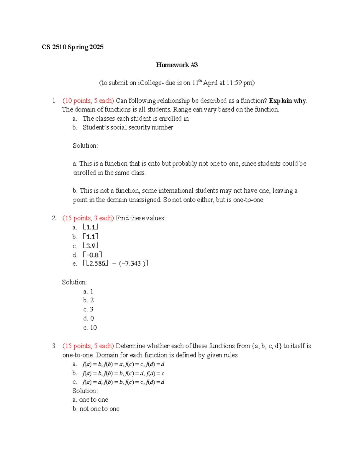 CS 2510 Spring 2025 Homework 3: Functions and Their Properties - Studocu