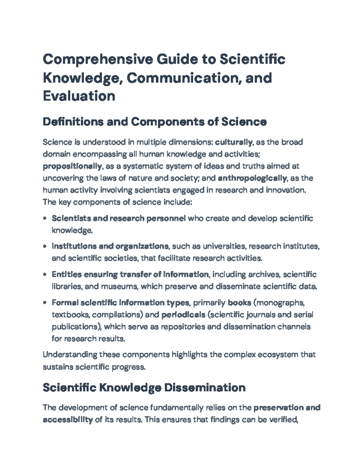 Comprehensive Guide to Scientific Knowledge, Communication, and ...