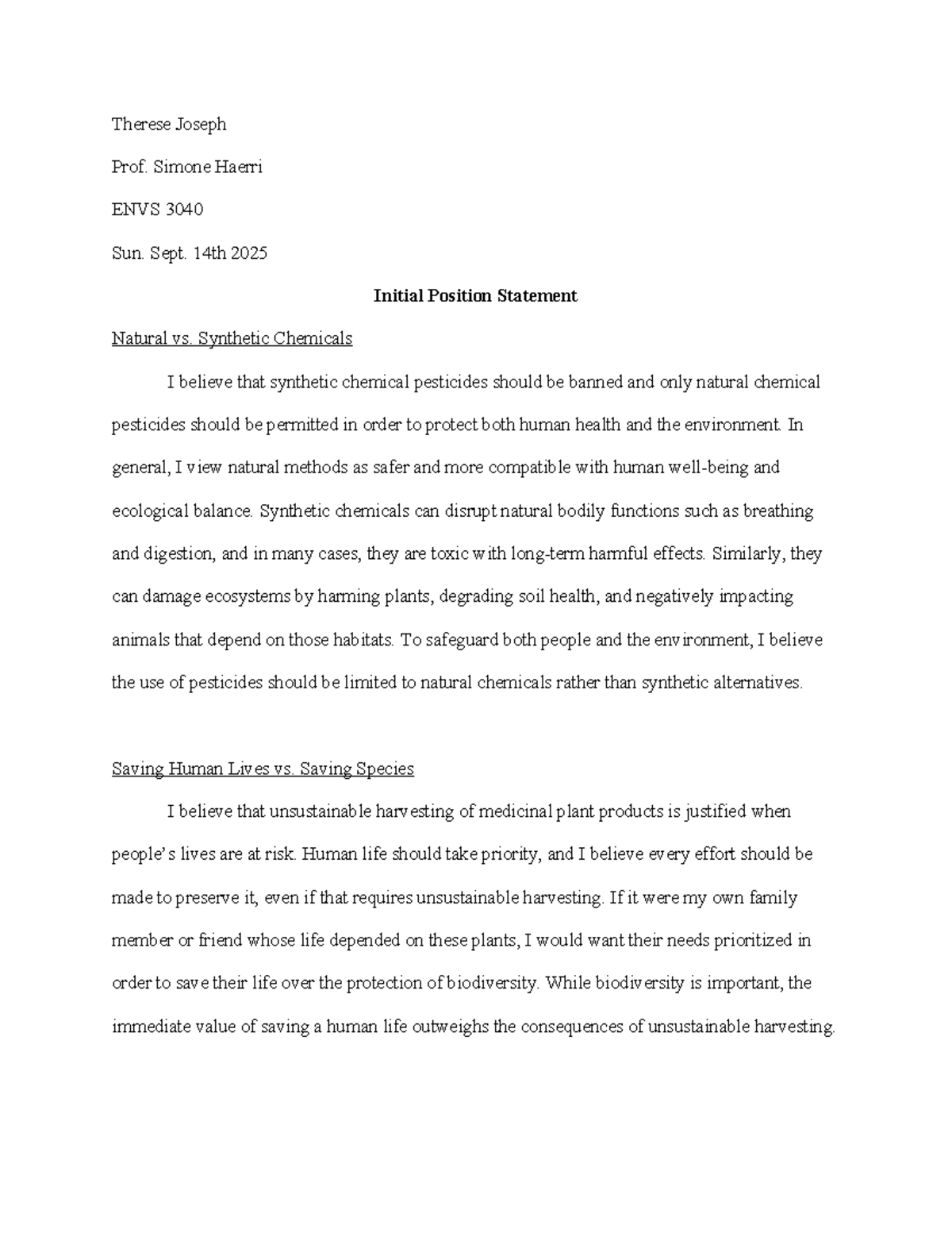 ENVS 3040 Initial Position Statement on Natural vs. Synthetic Chemicals ...