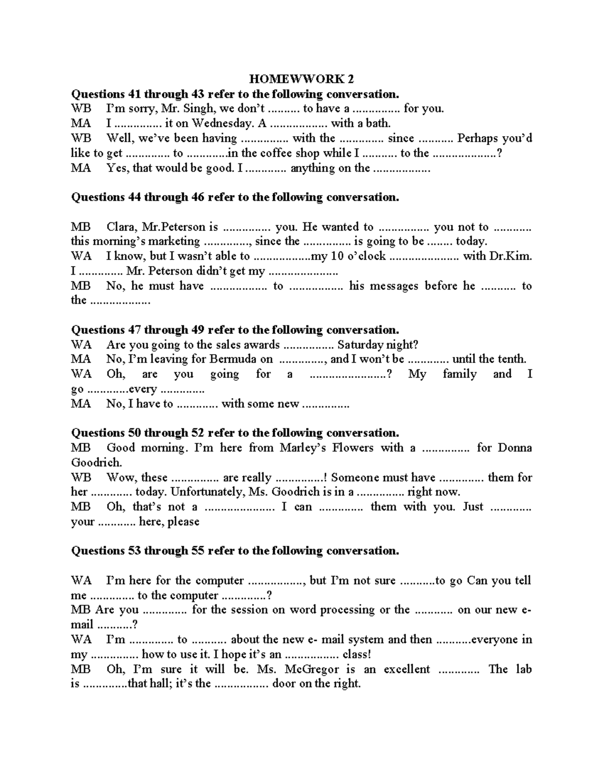 Homework 4 - Conversation Questions 41-70 Analysis - Studocu