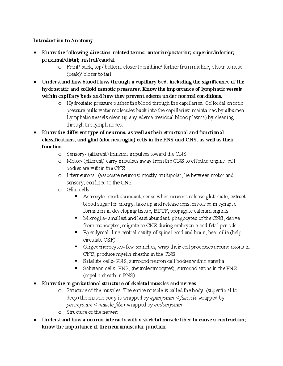 Block 1 Study Guide: Key Concepts in Anatomy and Physiology - Studocu