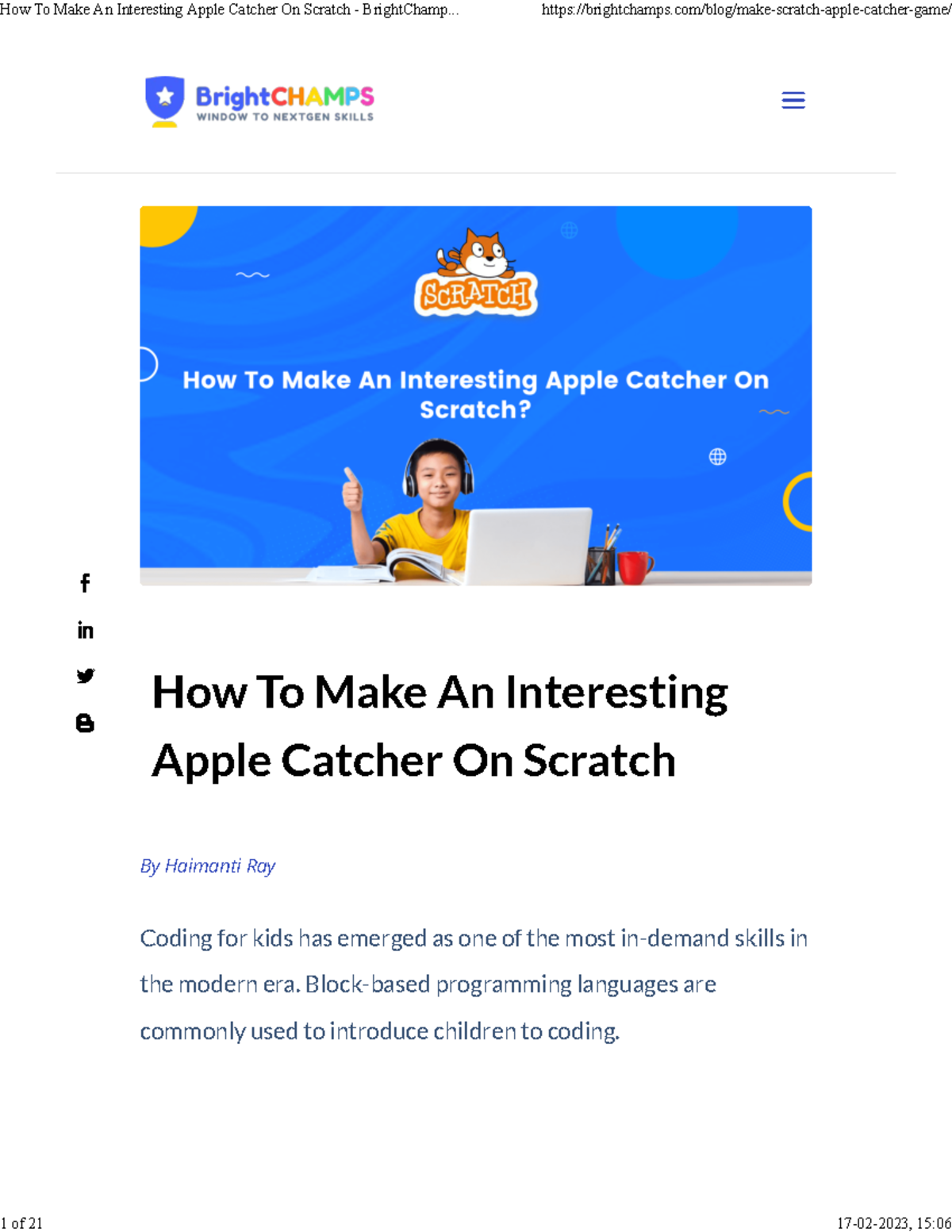 Creating an Engaging Apple Catcher Game on Scratch: A Step-by-Step ...