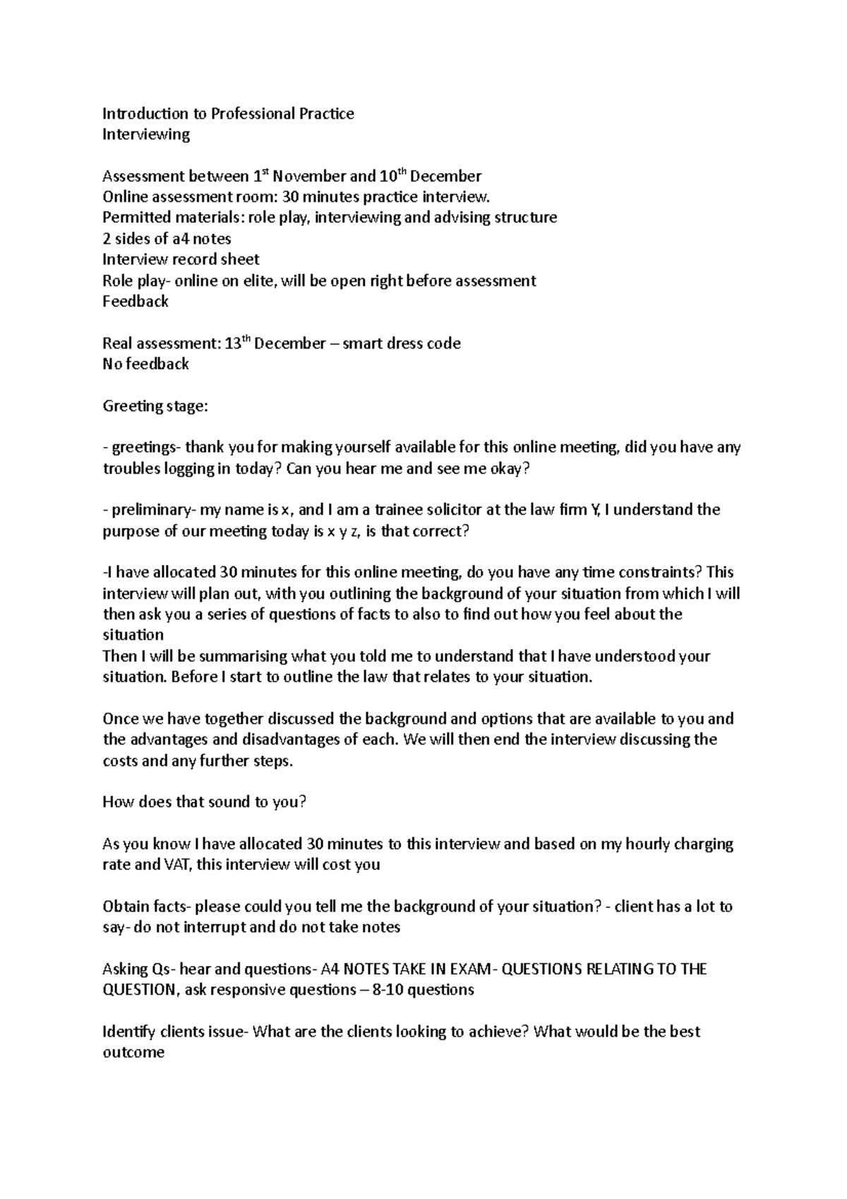 Introduction to Professional Practice- Interviewing - Introduction to ...