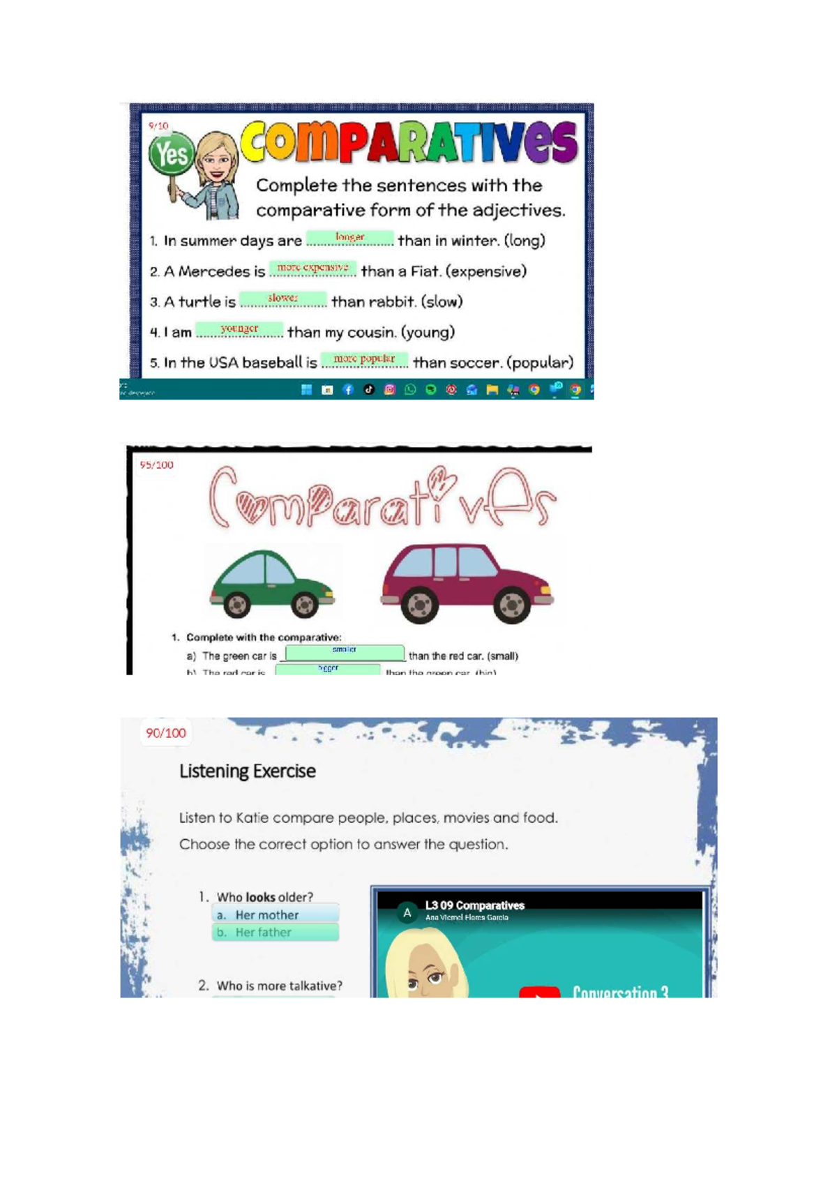 Comparatives Homework 4: Complete the Sentences with Adjectives - Studocu