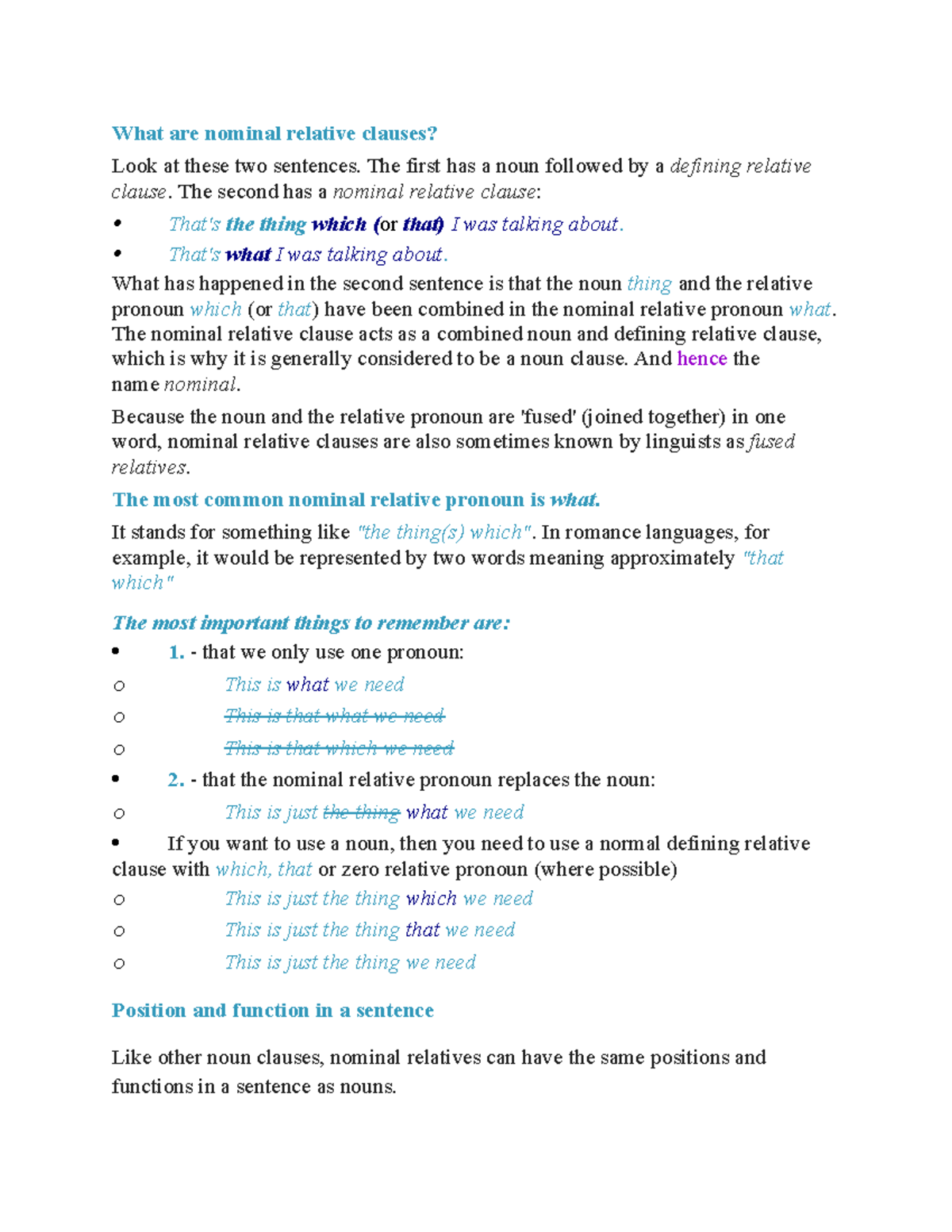 Nominal Relative Clauses Explained: Functions and Examples - Studocu