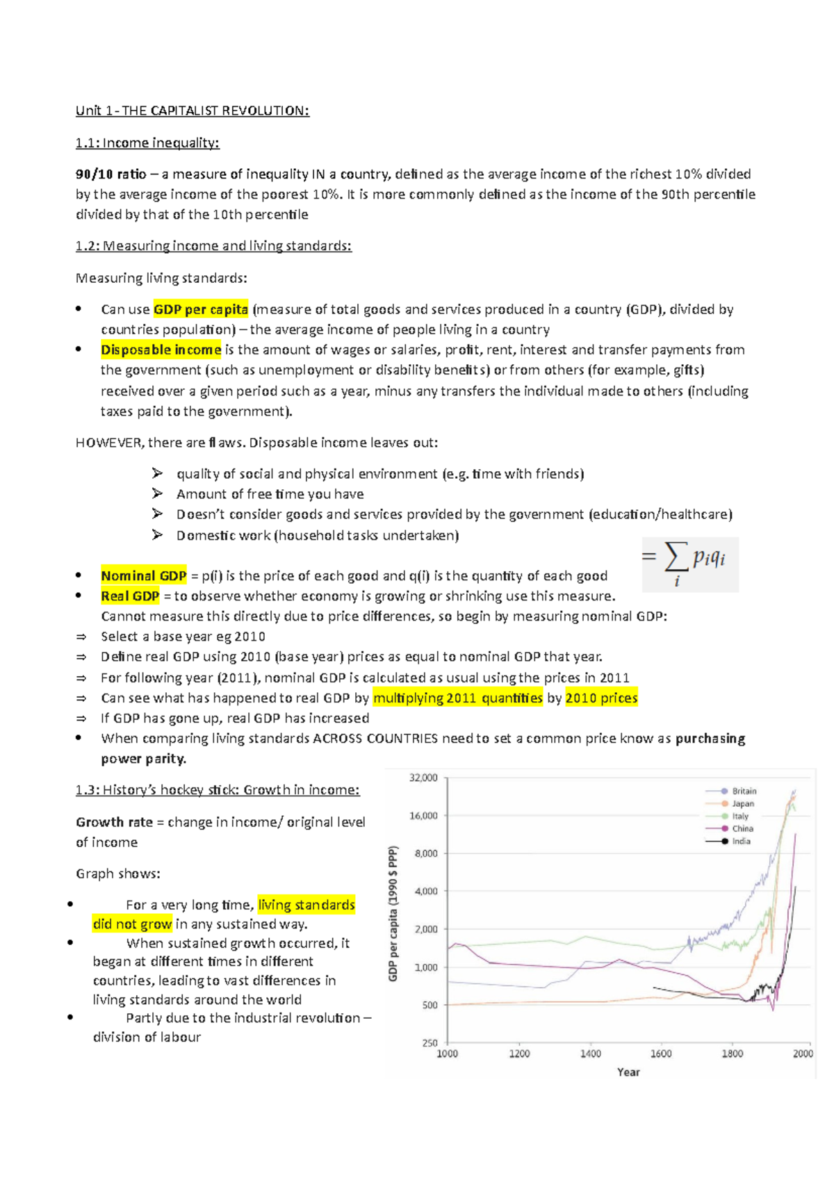 Unit 1 - Core economy textbook - Unit 1- THE CAPITALIST REVOLUTION: 1 ...