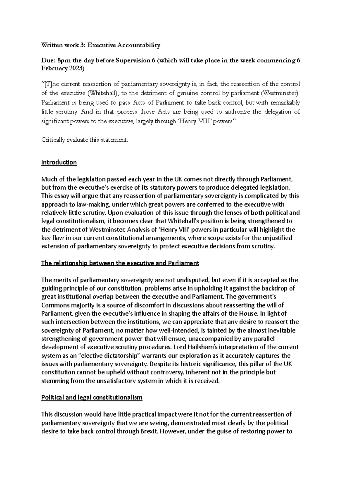 Executive Accountability Essay - 70 - Written work 3: Executive ...