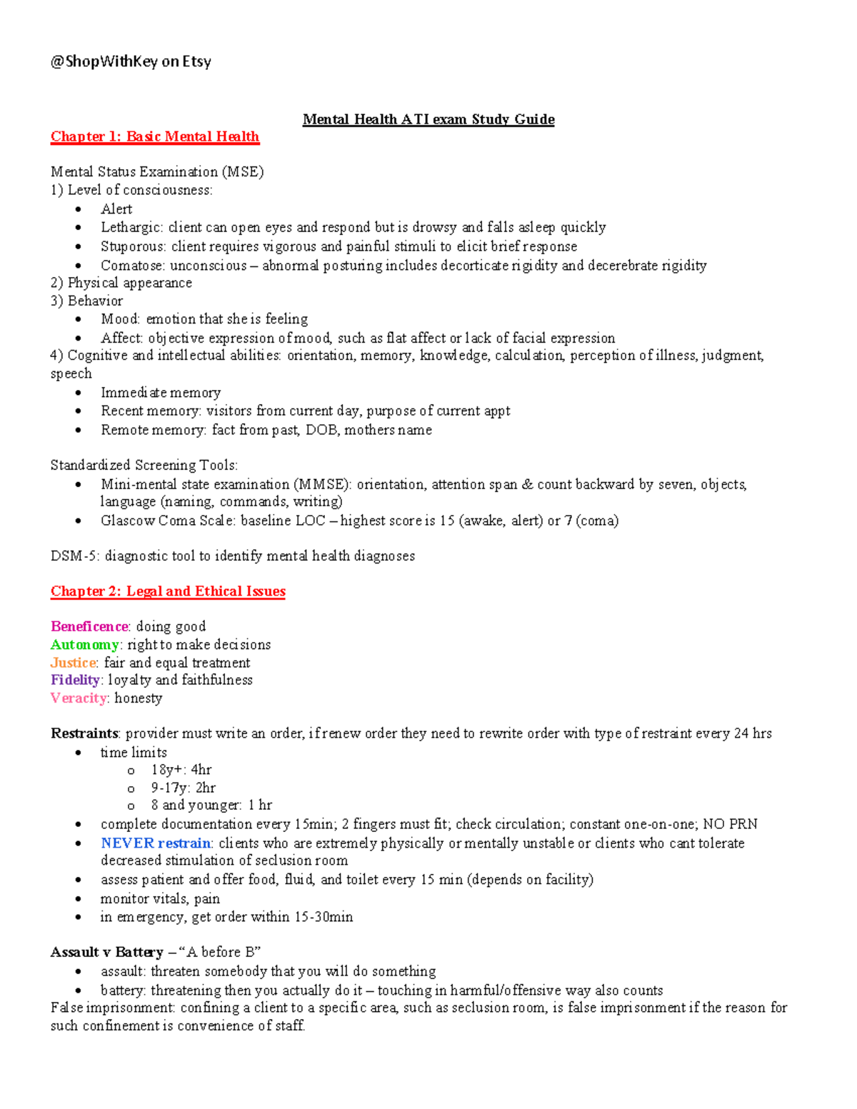 ATI Mental Health Exam Study Guide: Key Concepts and Chapters Overview ...