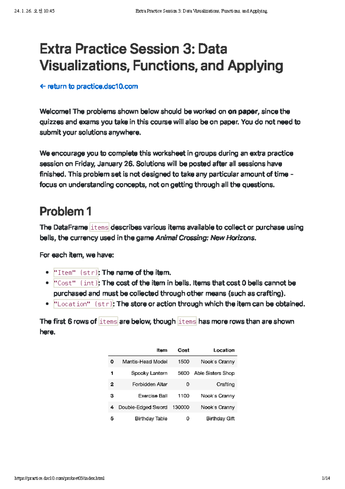 Extra Practice Session 3: Data Viz, Functions & Applications - Studocu