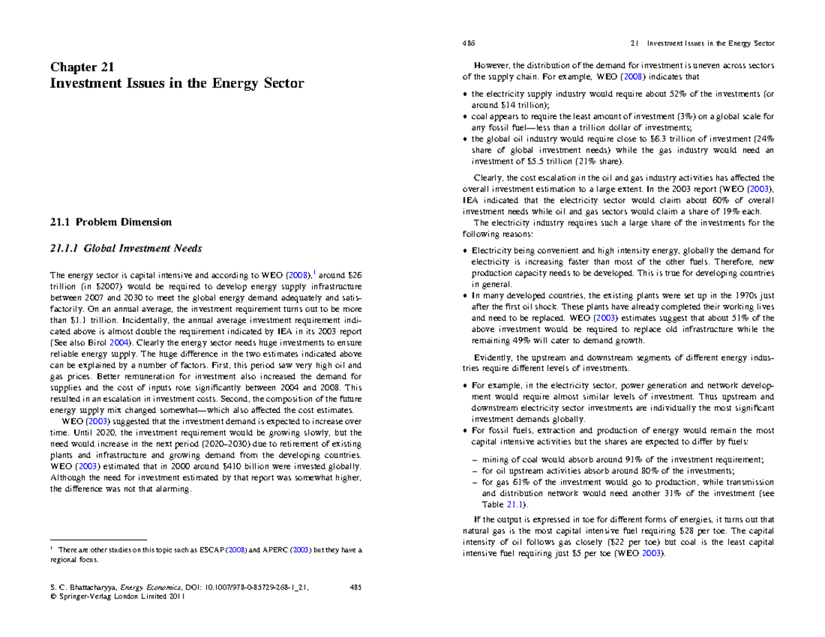 Ch21 - Subhes C. Bhattacharyya - Chapter 21 Investment Issues in the ...