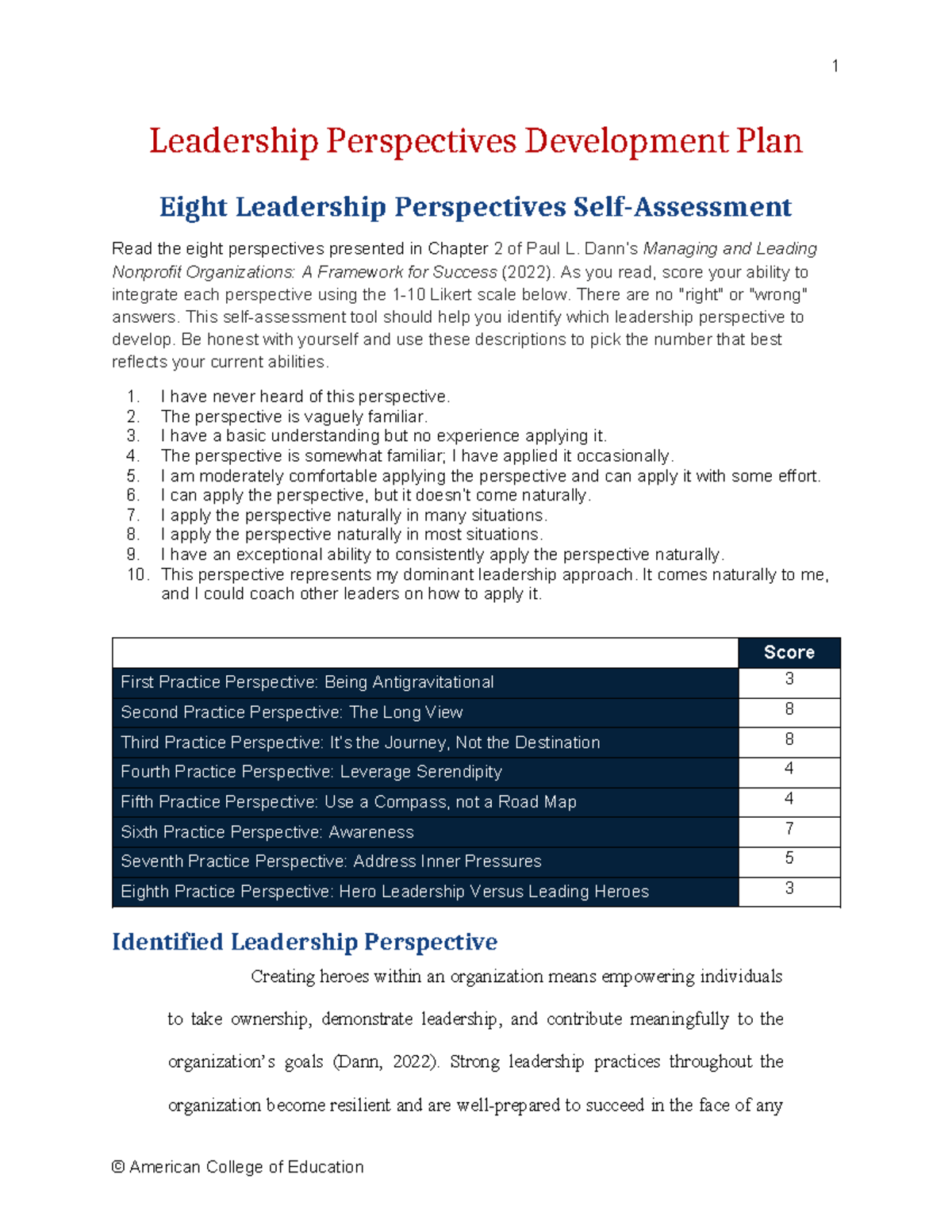 Leadership Perspectives Development Plan - Module 1 Assignment - Studocu
