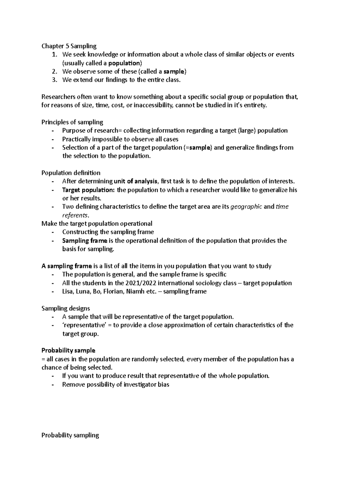 Week 3: Understanding Chapter 5 - Sampling Techniques and Principles ...