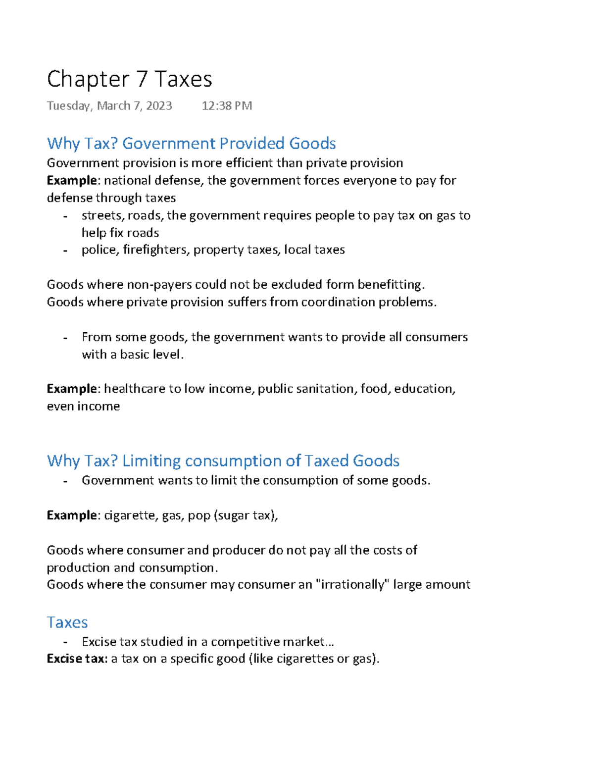 Microecon 101: Chapter 7 Notes on Taxes and Their Impact - Studocu