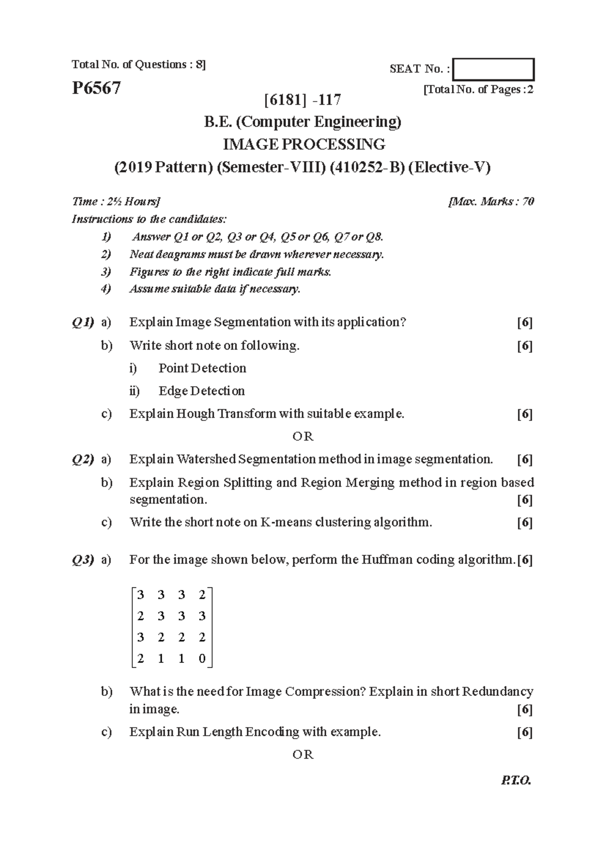 B.E. (Comp Eng) IMAGE PROCESSING Midterm Exam Q&A - Oct 2023 - Studocu