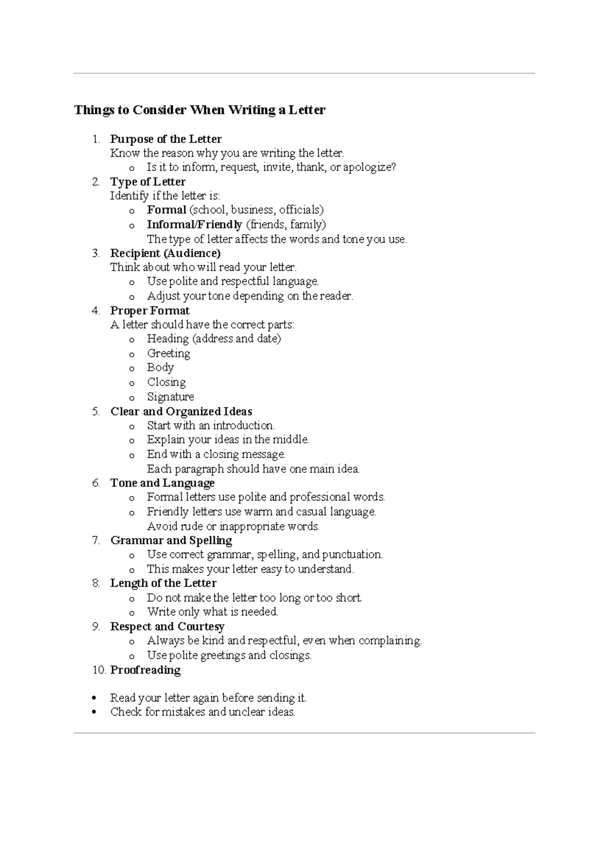 Guidelines for Writing Effective Letters - Studocu