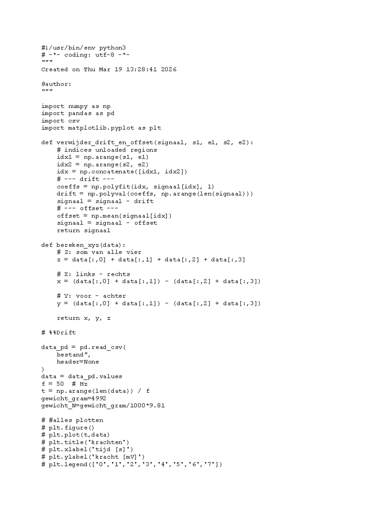 Python3 Coding: Drift Removal and Data Analysis Techniques - Studeersnel