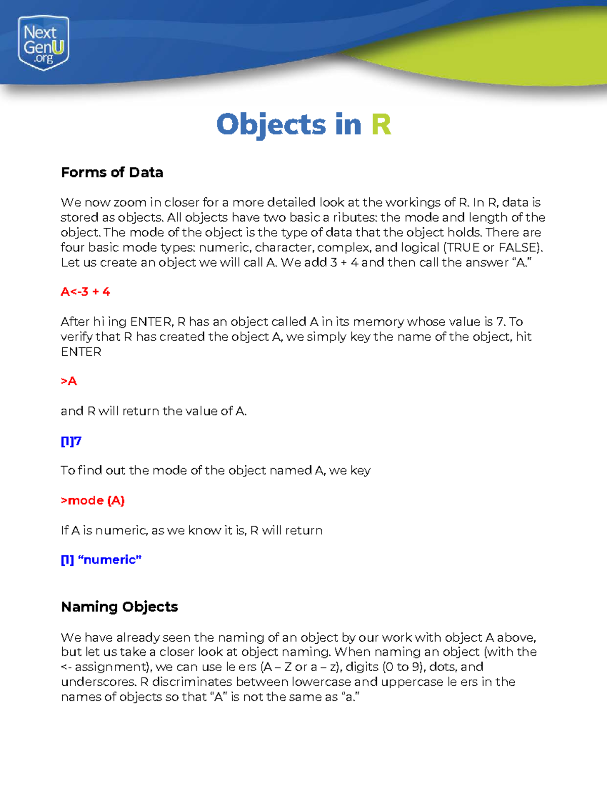 R 2.1.1 - Understanding Objects and Data Types in R - Studocu
