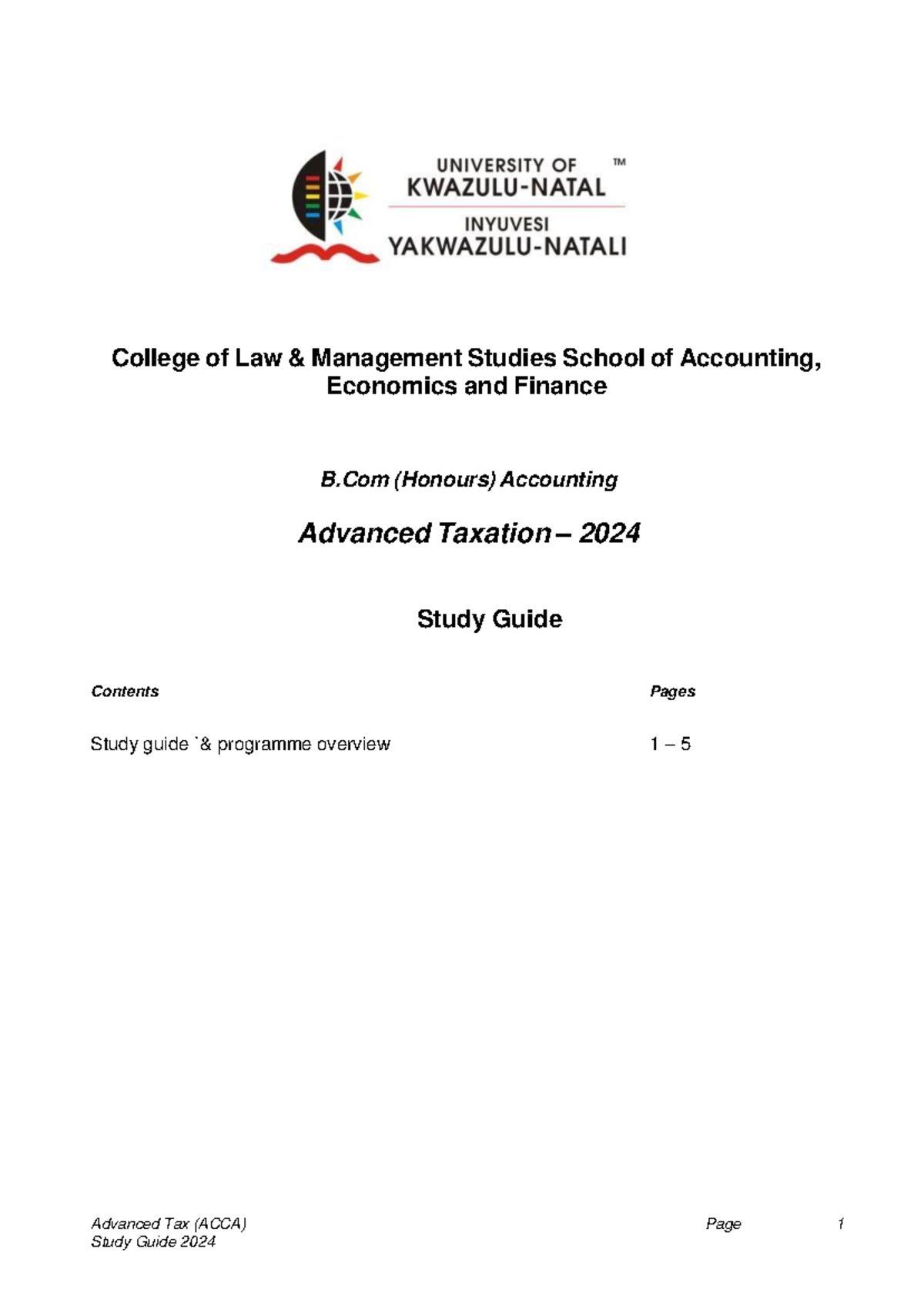 Advanced Taxation Study Guide (ACCA) - Semester 1, 2024 - Studocu