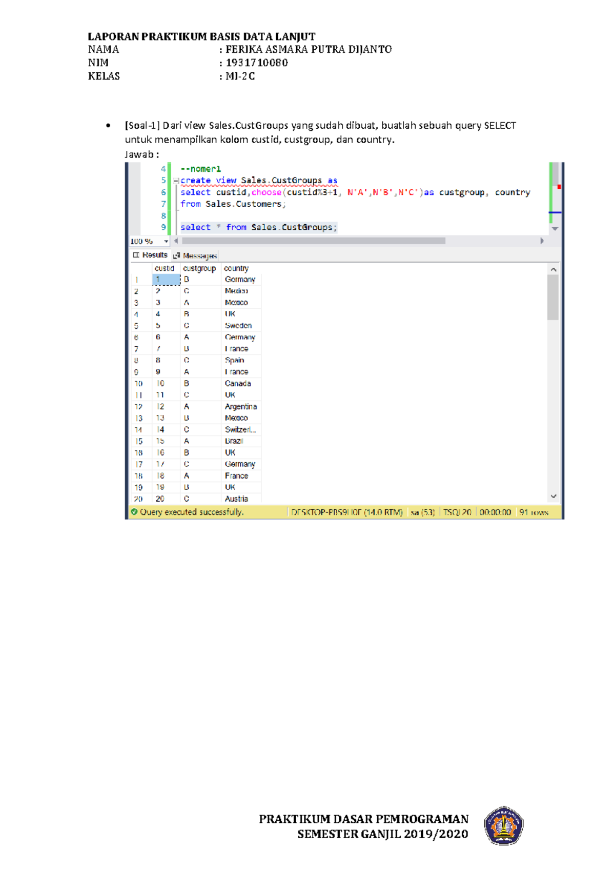 Praktikum MI-2C - Basis Data Lanjut: Pivot dan Grouping Set Analysis ...
