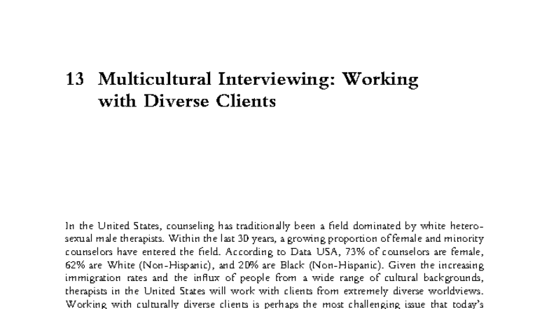 Multicultural Interviewing: Strategies for Working with Diverse Clients ...