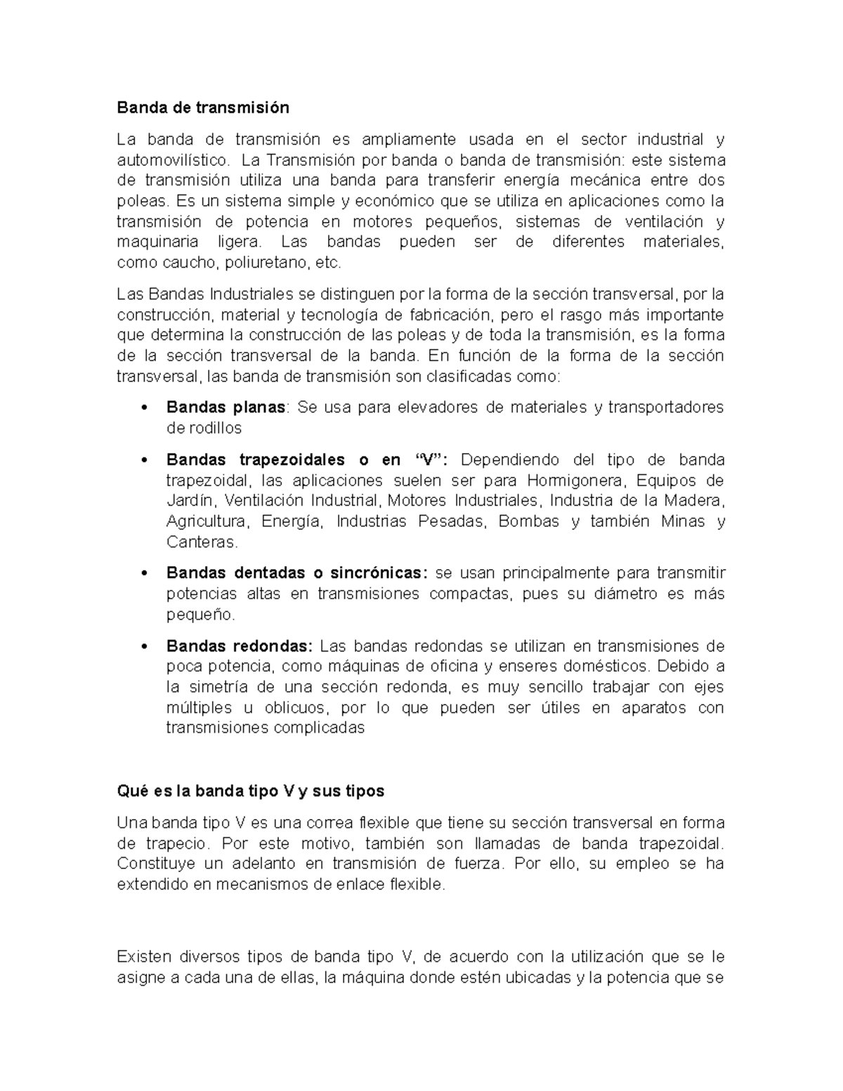 Tipos de Bandas de Transmisión: Banda en V y Aplicaciones Industriales ...