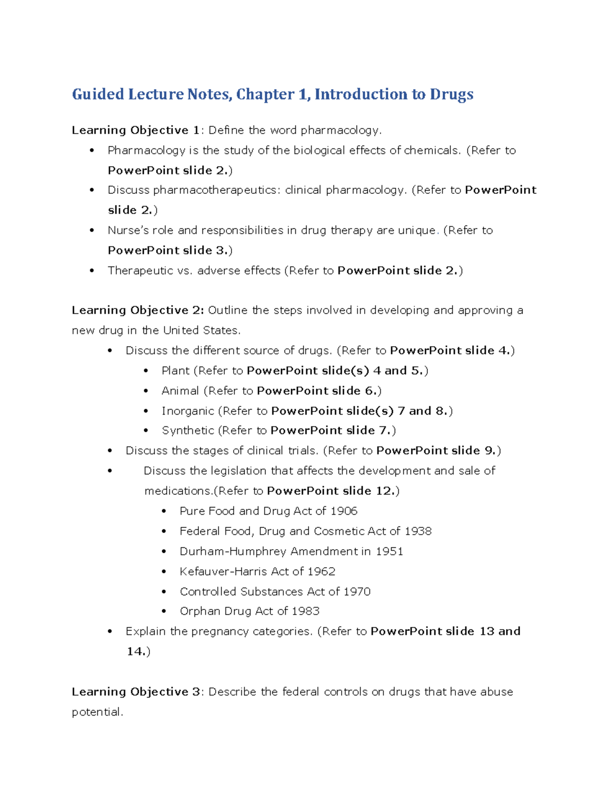 Ch 1 Lecture Notes - Introduction to Drugs (Pharm) - Studocu