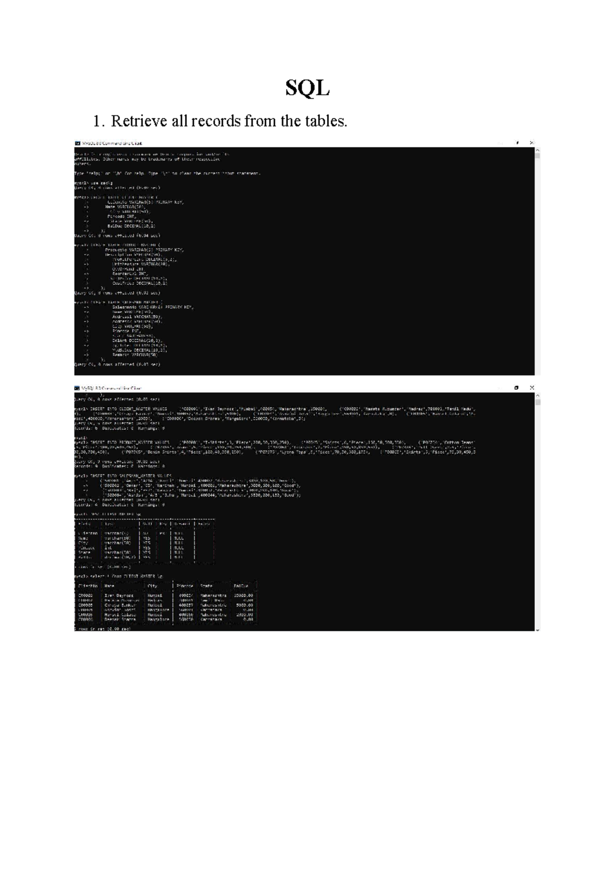 SEC 4 - SQL Queries for Client and Product Data Retrieval - Studocu