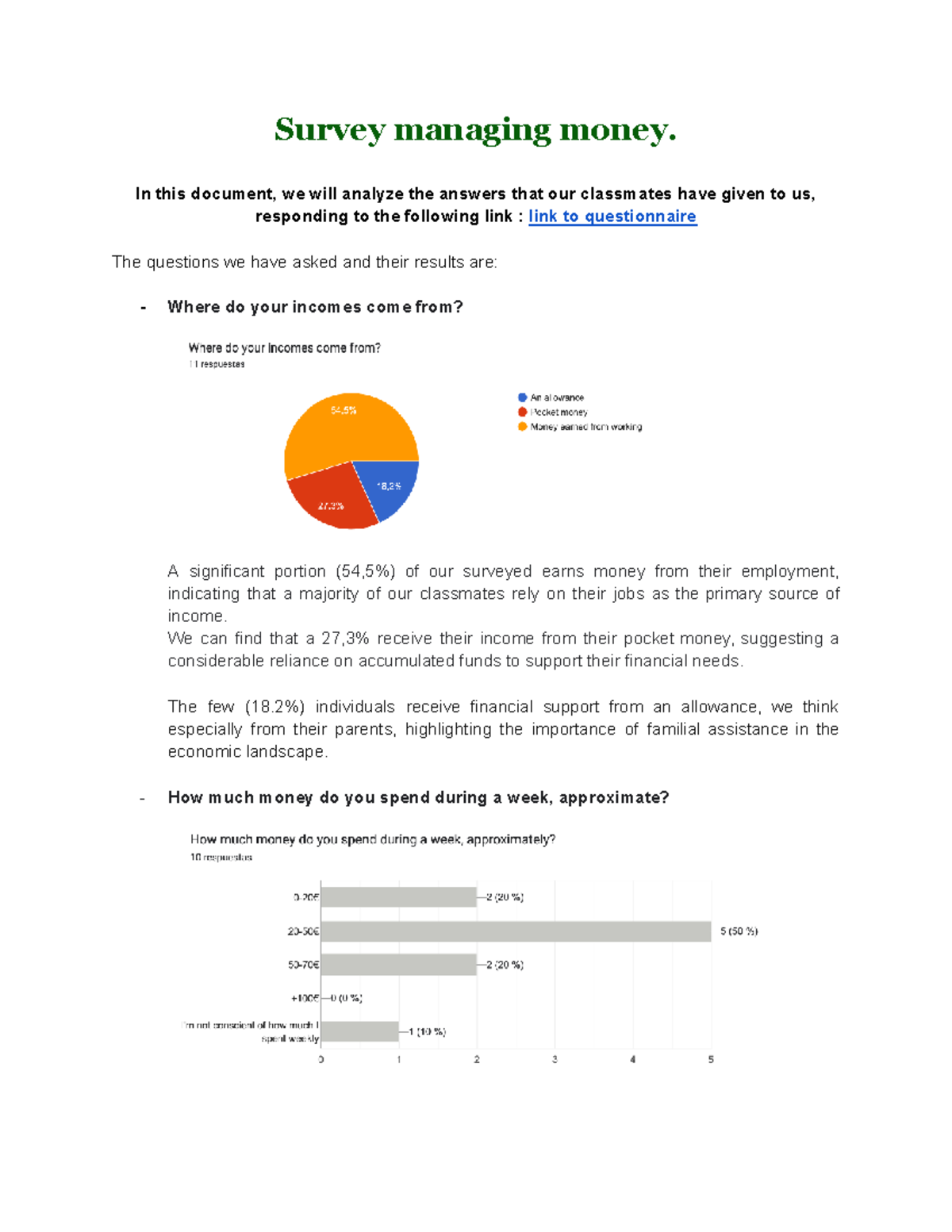Survey on Money Management Habits and Spending Patterns - Studocu