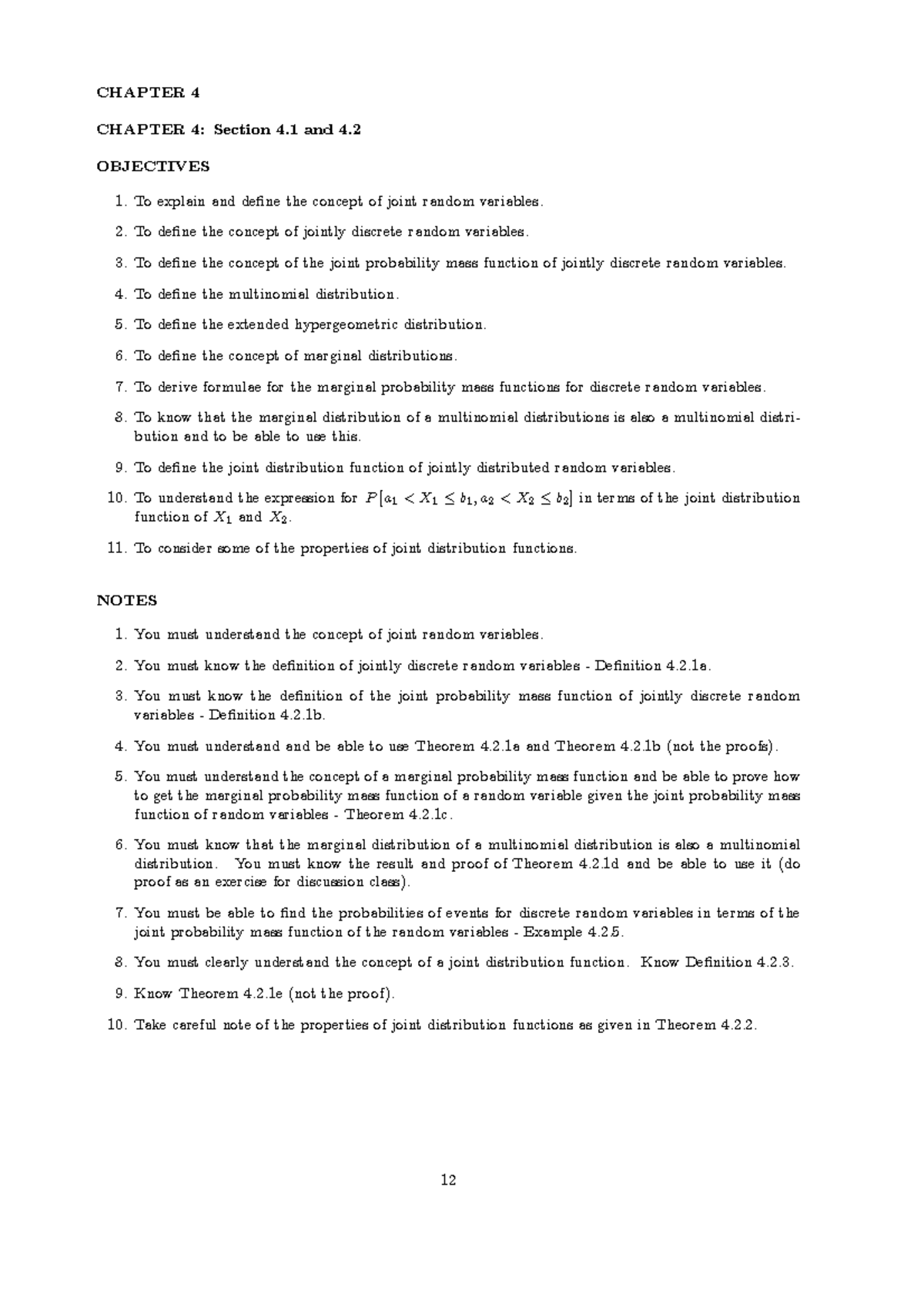 LO Chapter 4 - Joint and Marginal Random Variables Objectives - Studocu