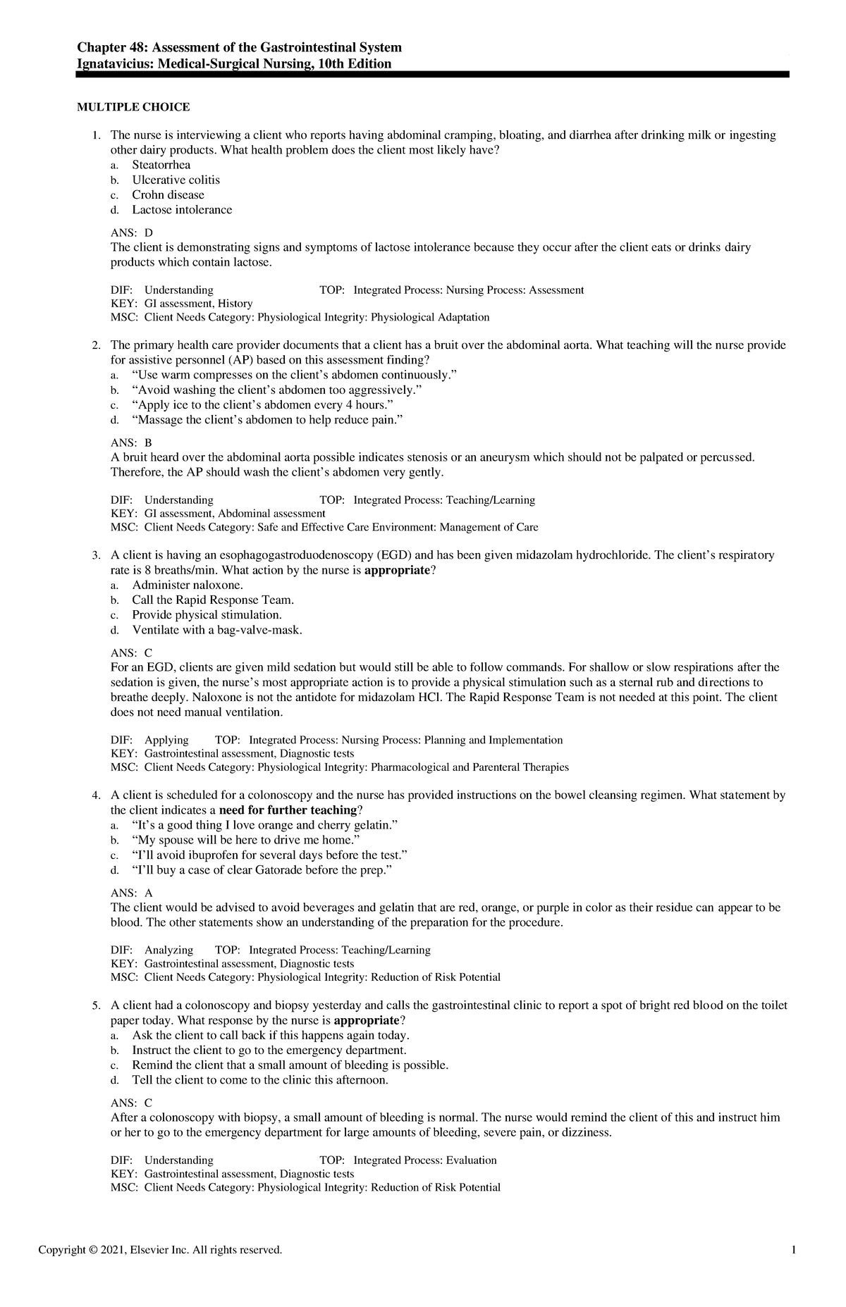 Exam View - Chapter 48 - exam prep - Chapter 48: Assessment of the ...