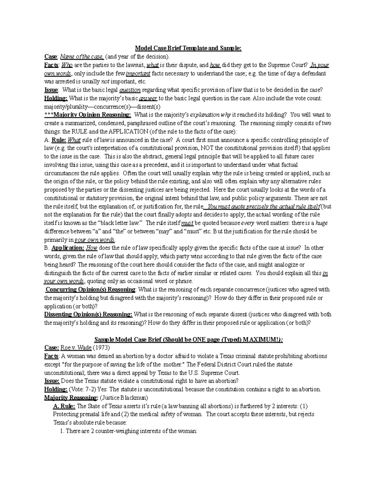 Case Brief Template for Legal Analysis: Sample & Guide - Studocu