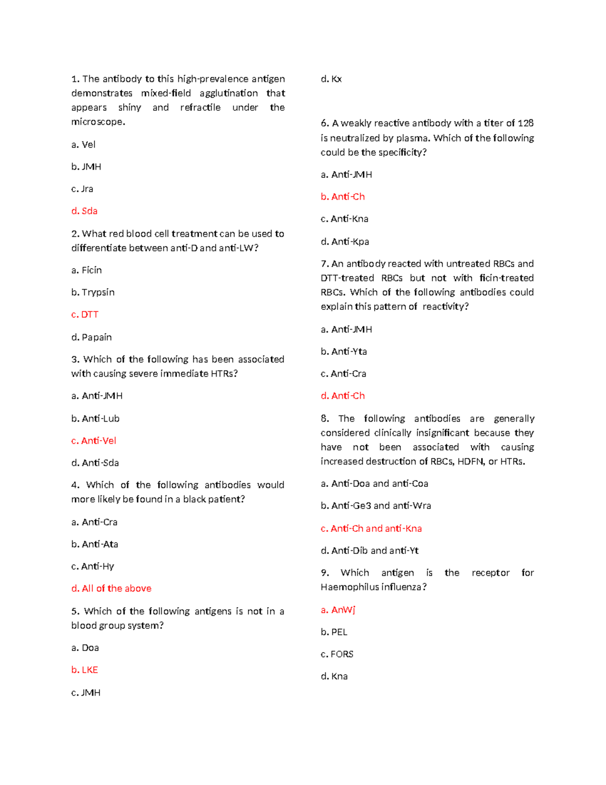 Midterm Q&A for Blood Bank: Antibody and Blood Group Concepts - Studocu