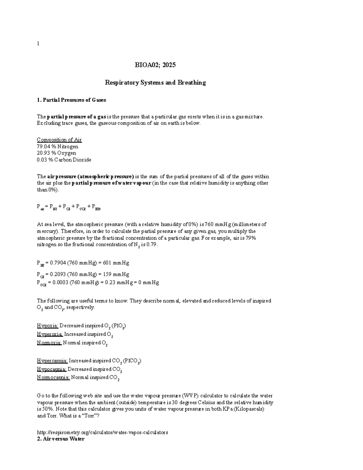 Lecture+6+Notes+2025+Respiratory+Systems+and+Breathing - 1 BIOA02; 202 ...