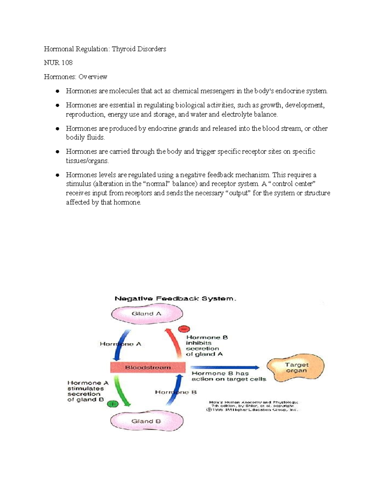 NUR 108 Thyroid Disorders: Hormonal Regulation Study Guide - Studocu