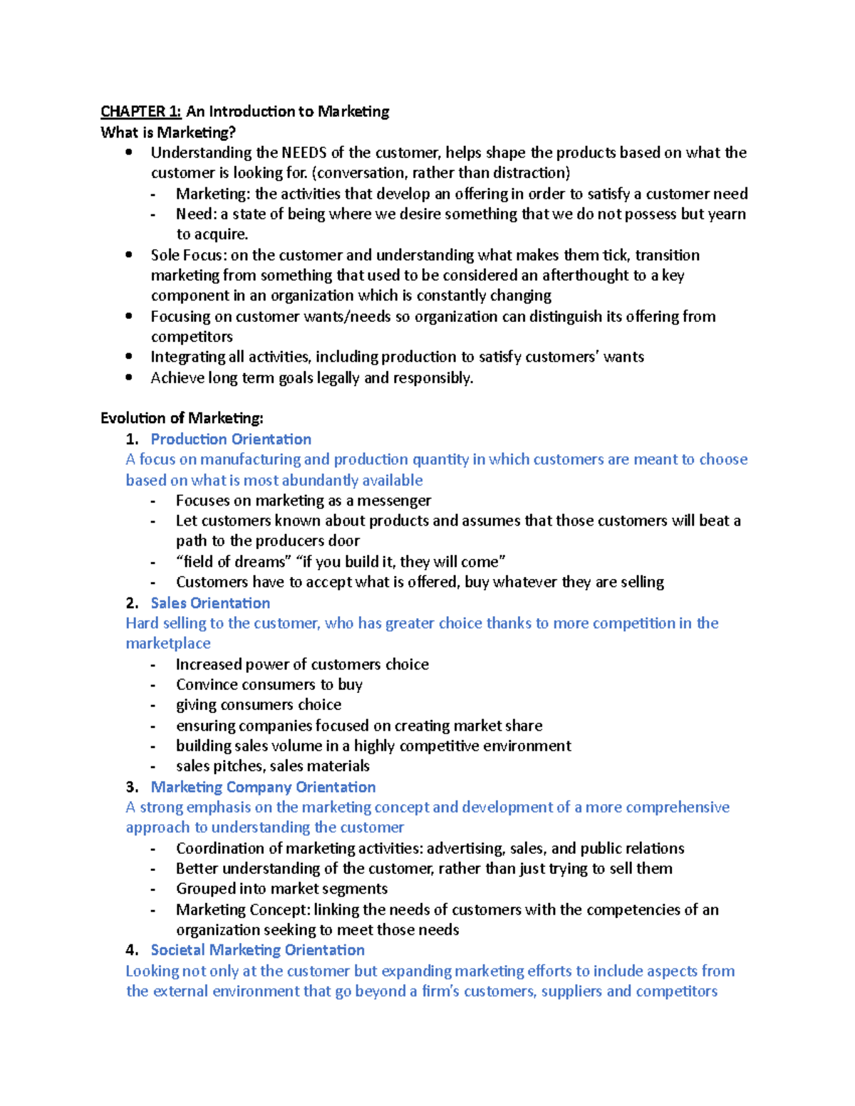 MKT 100 - Winter semester - CHAPTER 1: An Introduction to Marketing ...