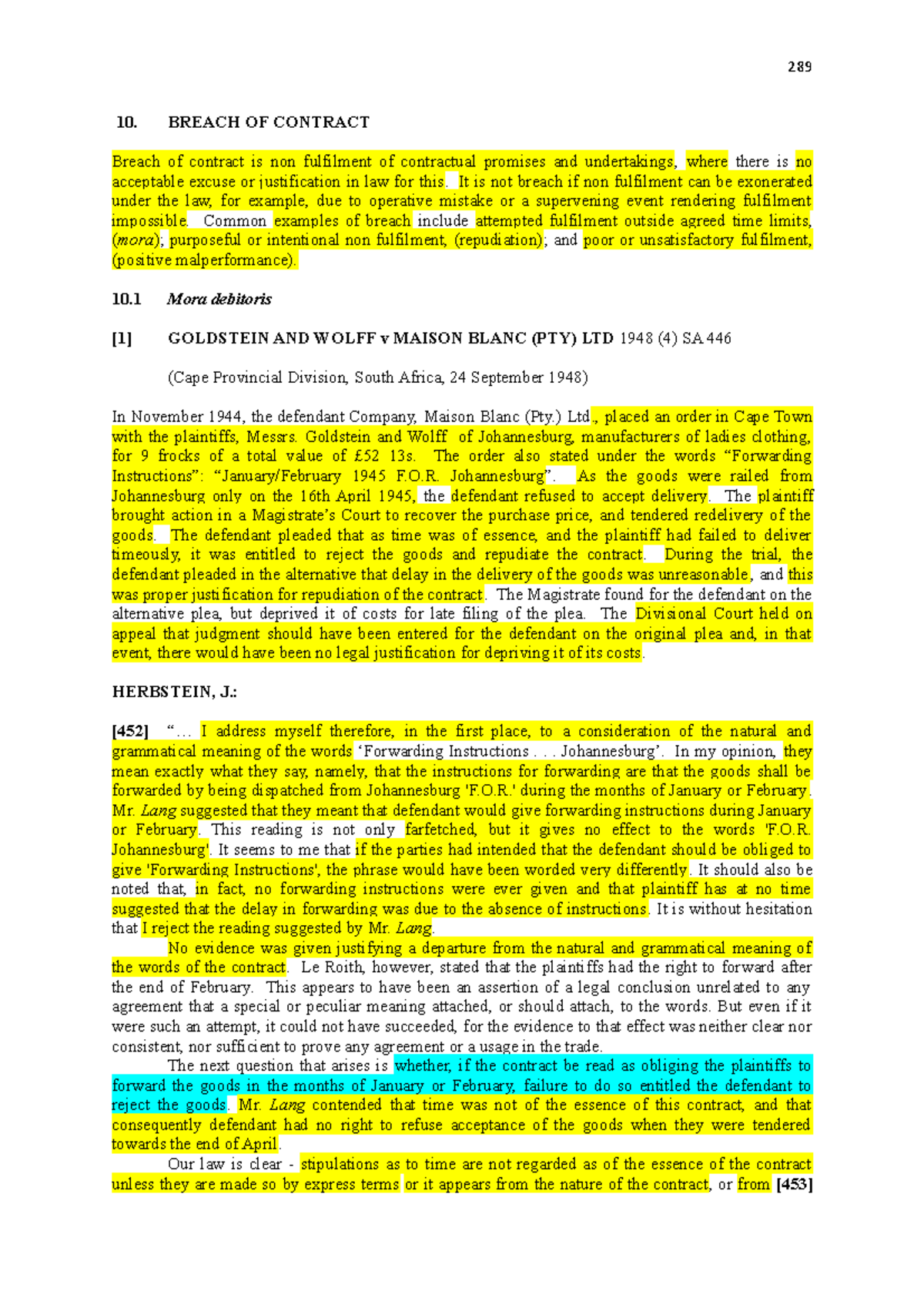 Breach of Contract - Lecture Notes 7 (Law 101) - Studocu