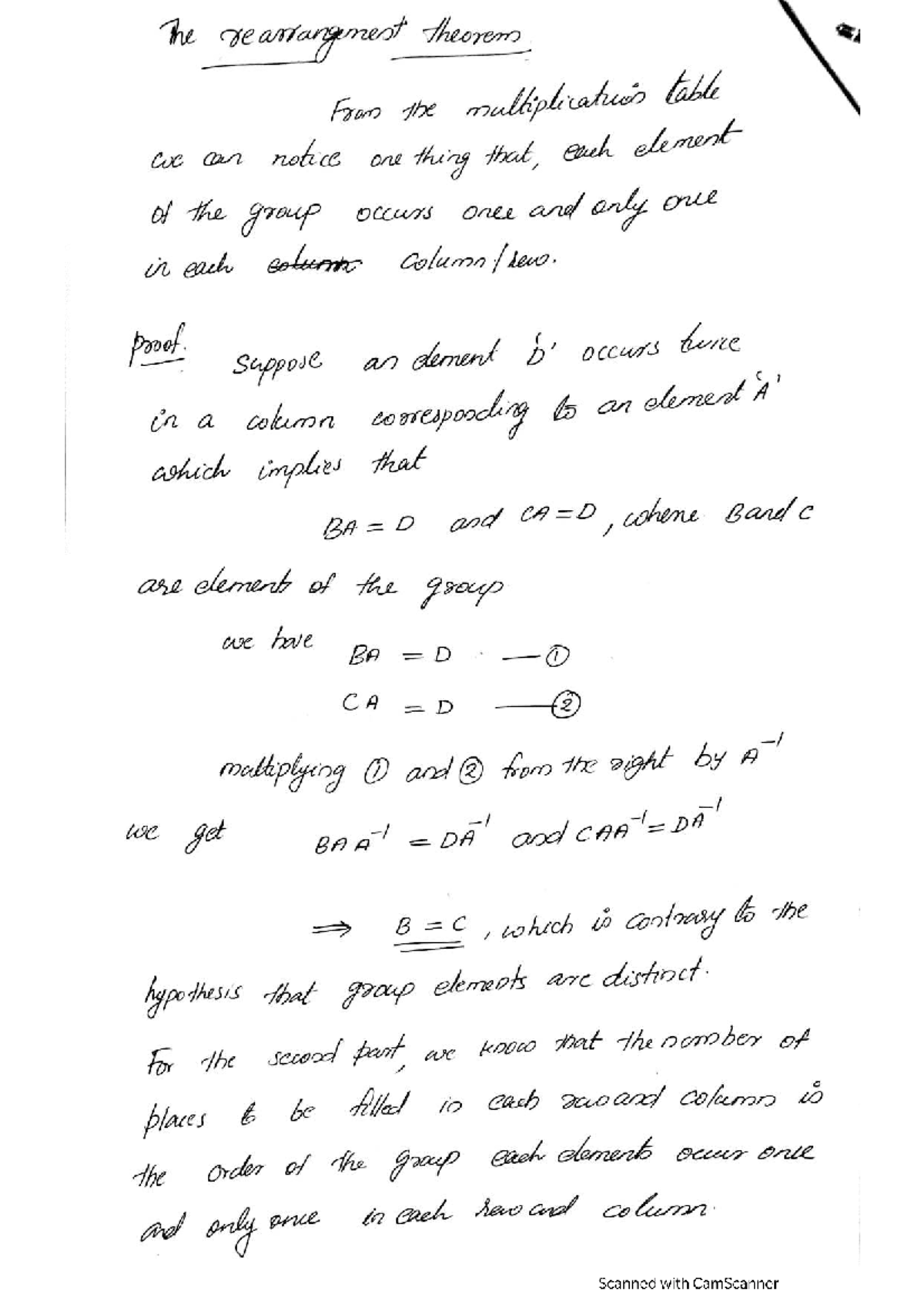 Group Theory 3: Rearrangement Theorem and Conjugate Elements - Studocu