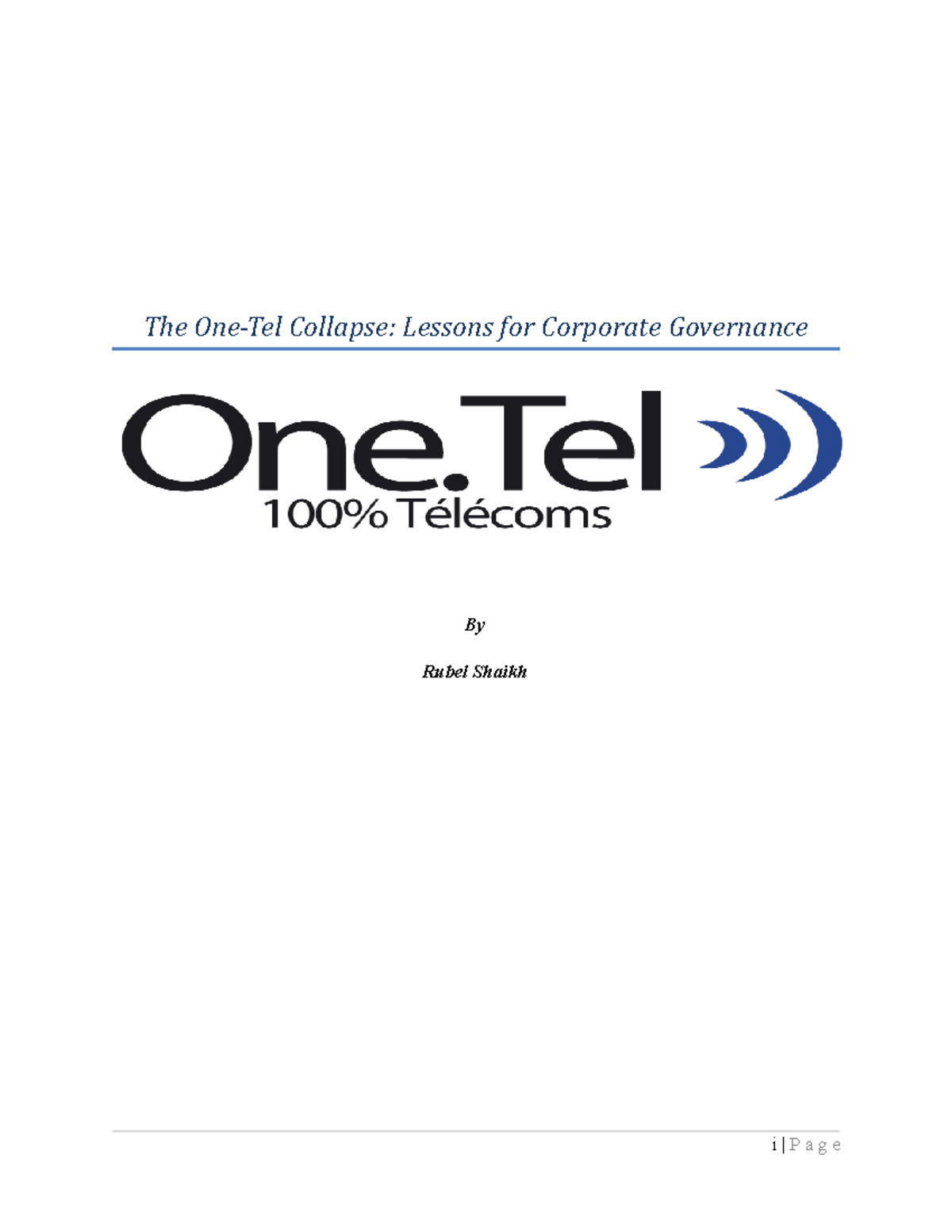 One-Tel Collapse: Key Lessons in Corporate Governance Analysis - Studocu