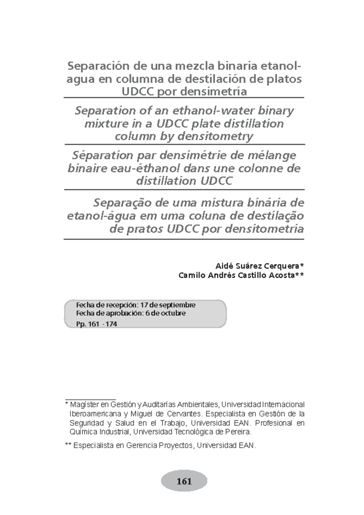 Separación de Mezcla Binaria Etanol-Agua en Columna UDCC por ...