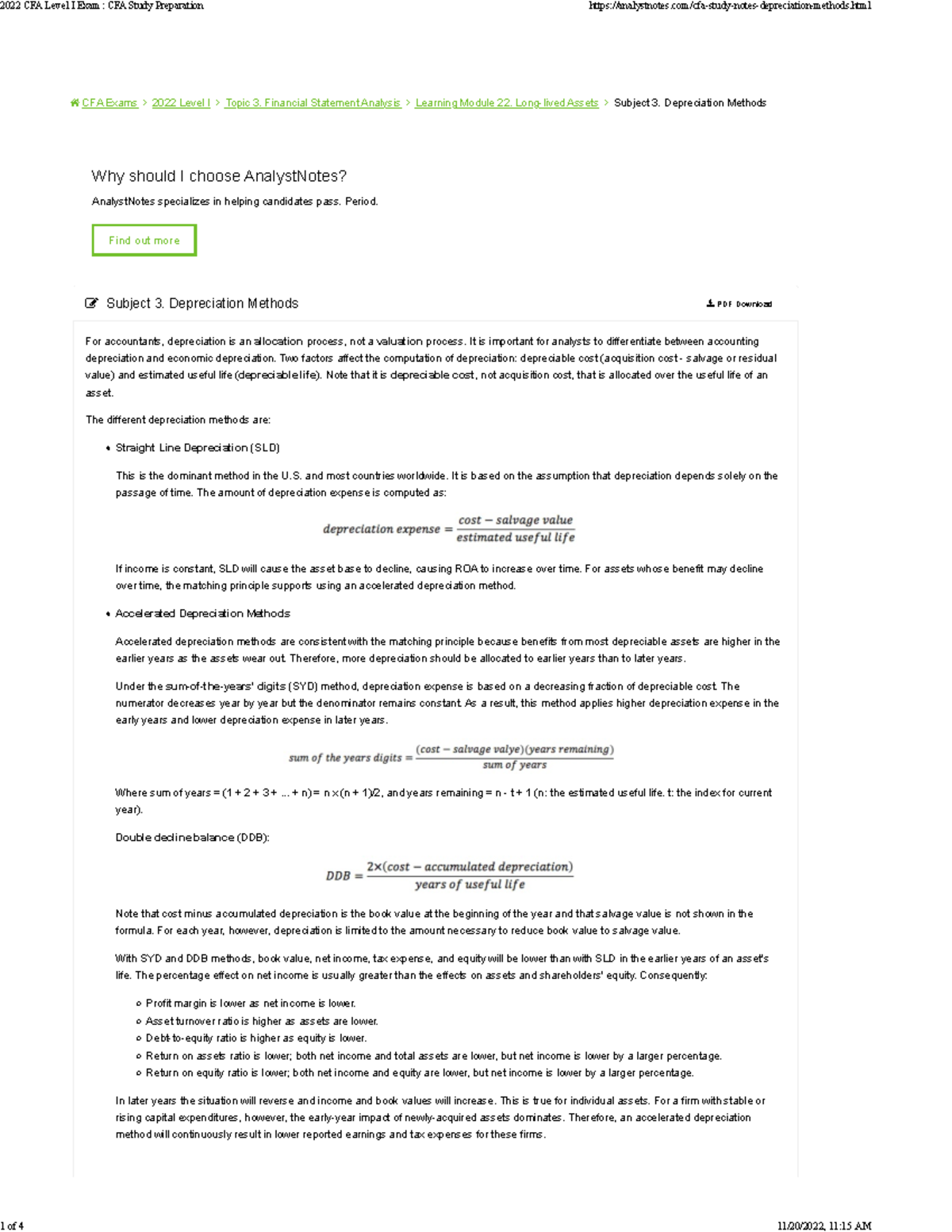 2022 CFA Level I Exam CFA Study Preparation Depreciation method - CFA ...