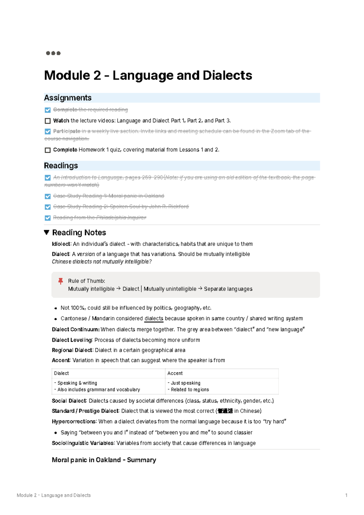 Module 2 - Language and Dialects Assignments - Studocu