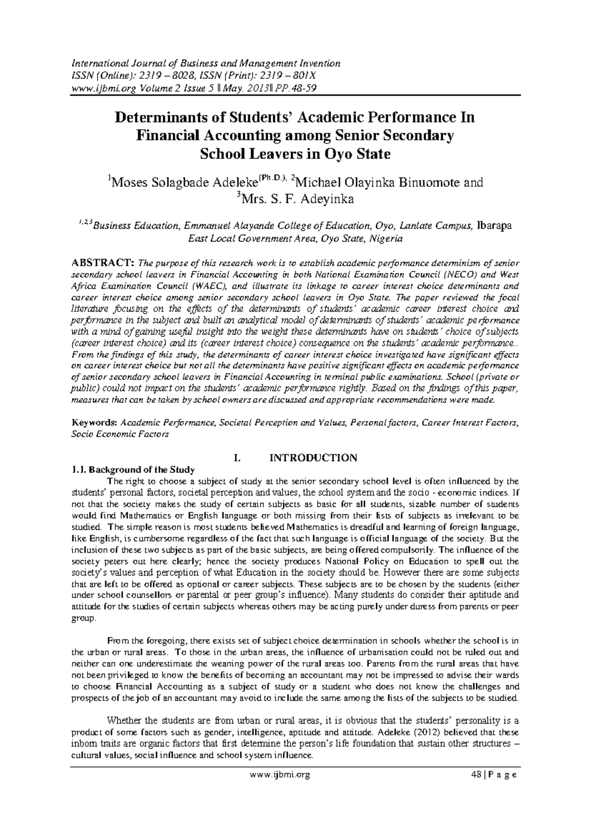Determinants of Academic Performance in Financial Accounting among ...