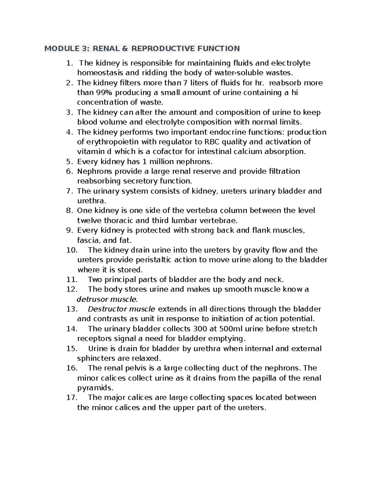Module 3 repaso - discussion post - MODULE 3: RENAL & REPRODUCTIVE ...