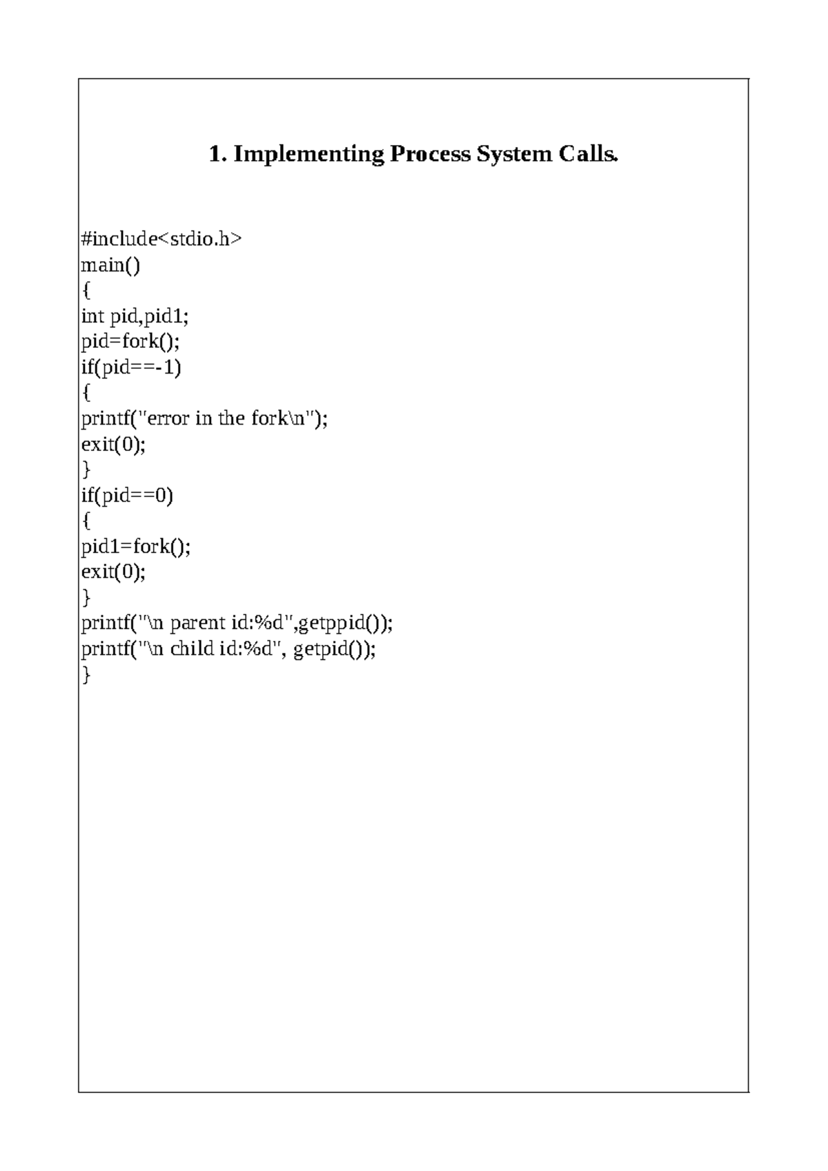 OS1 - Process System Calls Implementation Notes - Studocu